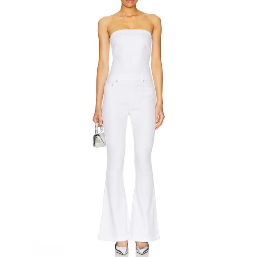 NWT Ser.o.ya Jeanette Stretch Denim Flare Jumpsuit in‎ White Sz Large $378